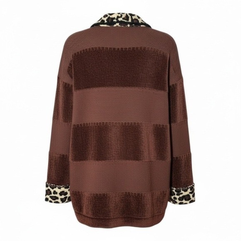 Berek Cardigan Womens L Leopard Print Button Up Art To Wear Statement Jacket - Picture 15 of 16